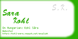sara kohl business card